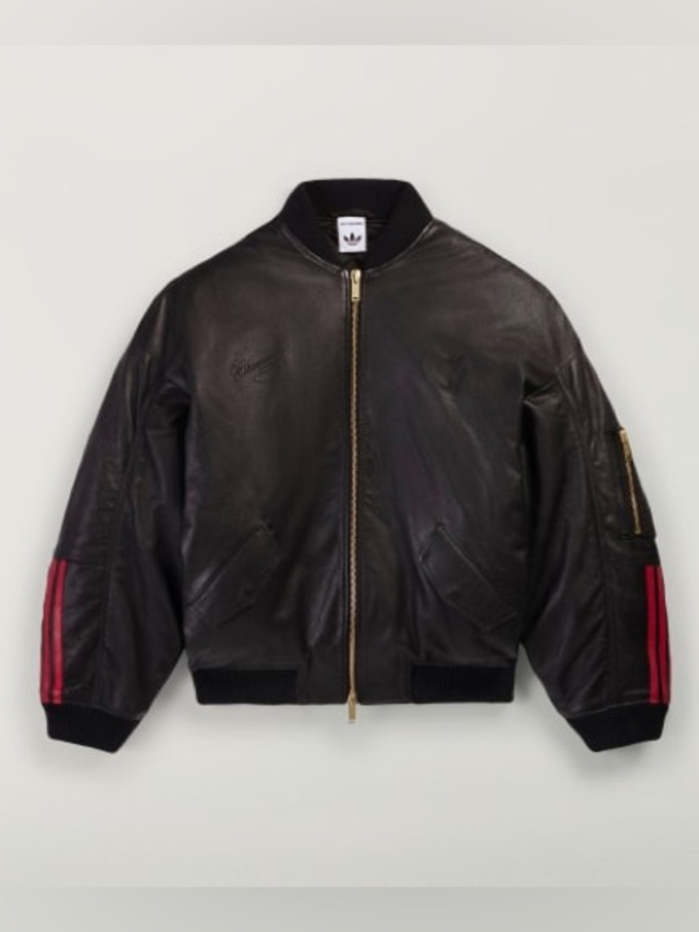 adidas x Willy Chavarria Leather Bomber Jacket Black Large NWT KD9356